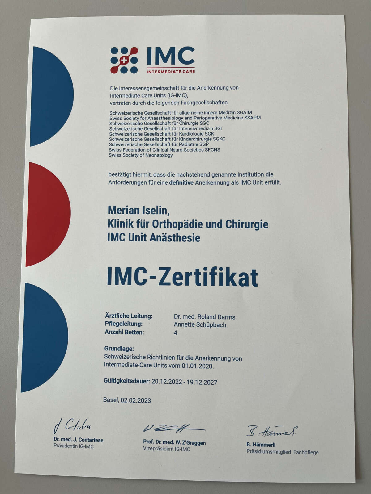 IMC re zertifizierung